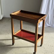 Wooden rolling trolley with removable top H66 75x35