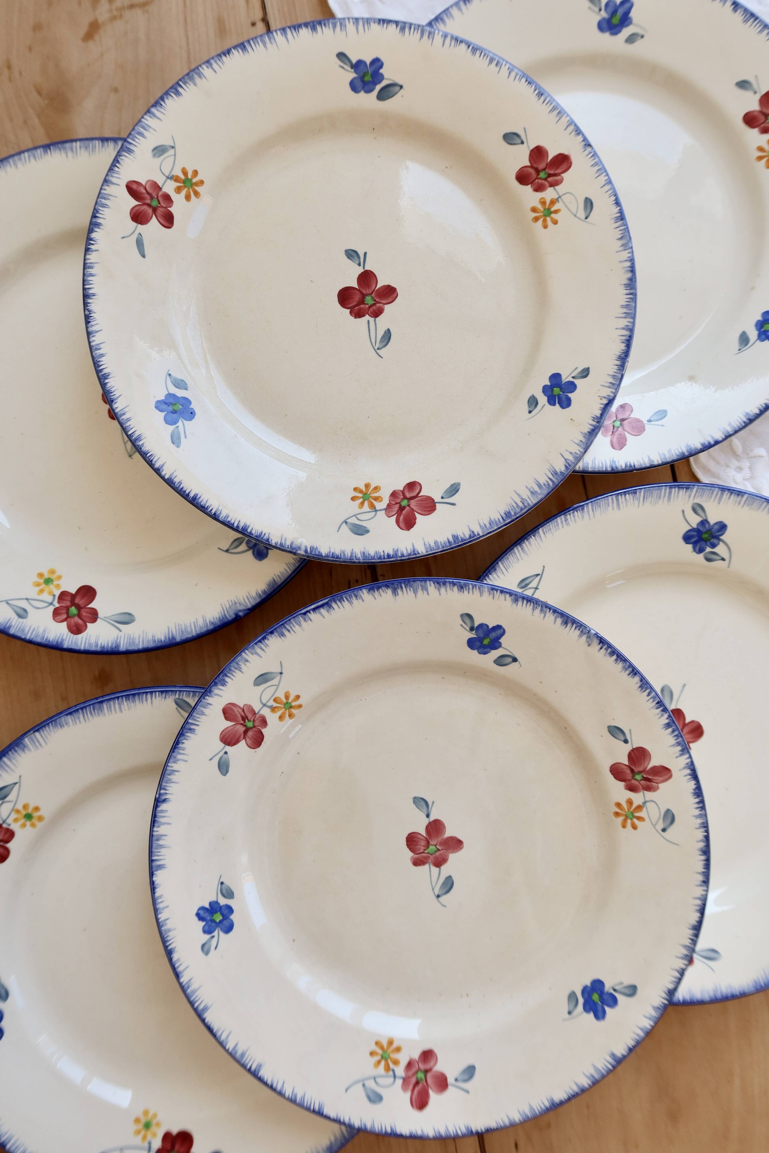 Vintage flat plates Digoin Sarreguemines model Mary-Lou