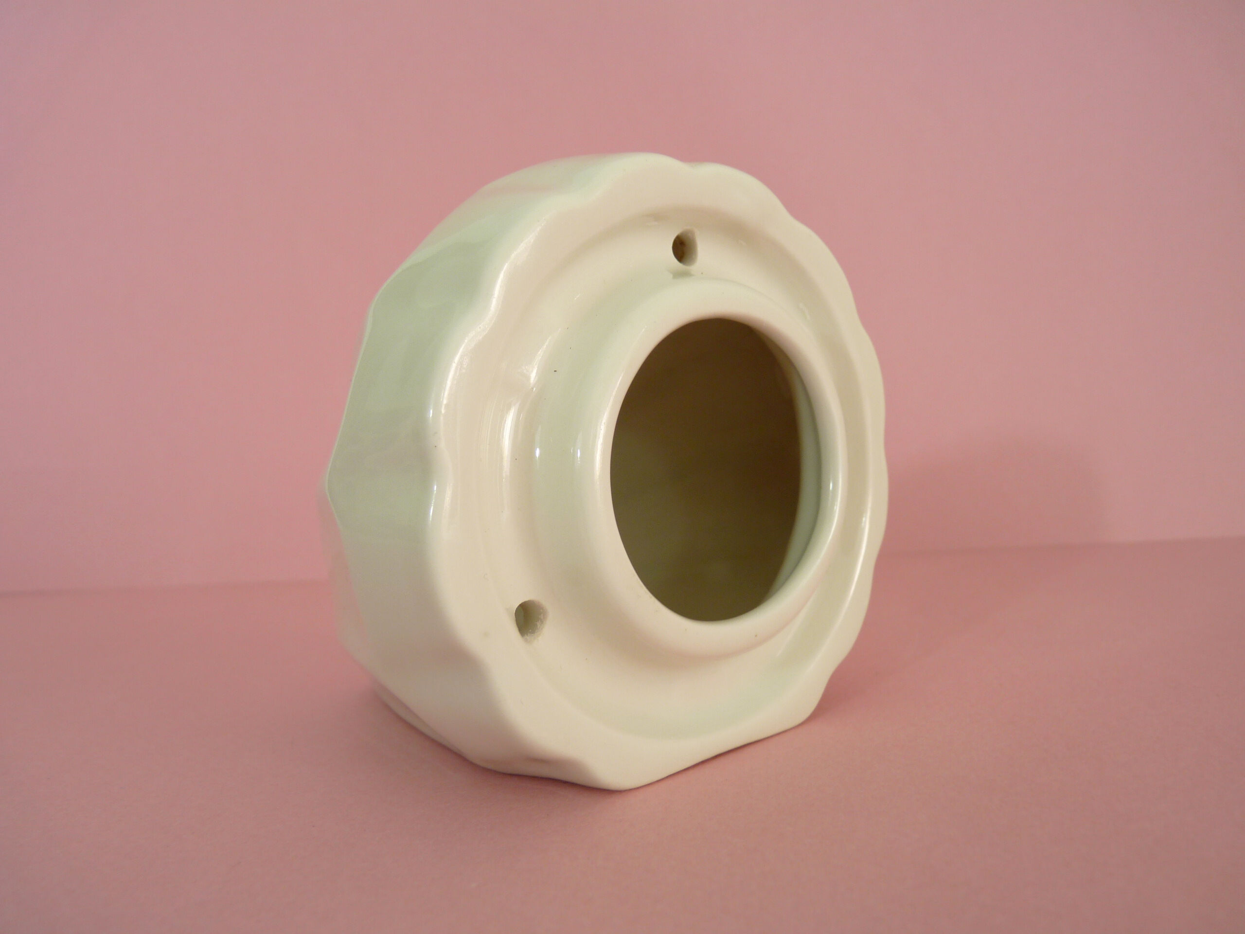 Old wall toothbrush holder or antique pencil holder, old ceramic brush pot