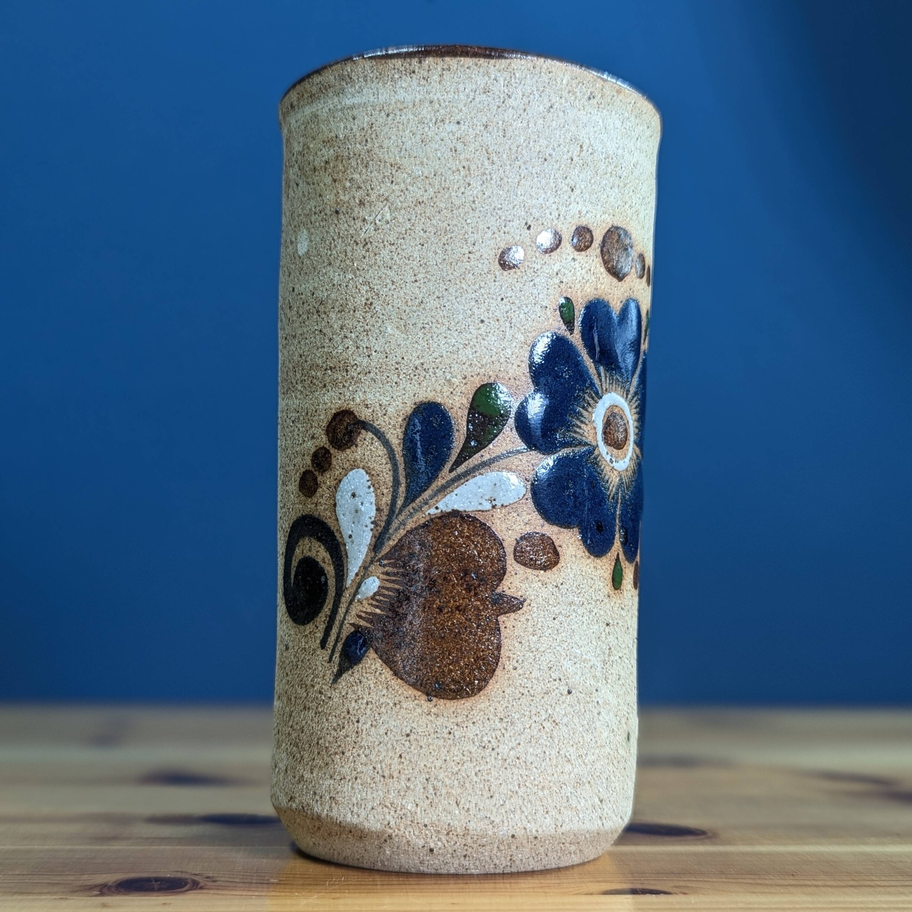 Vintage Floral Mexican Pottery Vase Signed Numbered 6 Mexico CO