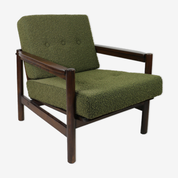 Vintage armchair in olive boucle 1970s