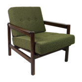 Fauteuil vintage en olive boucle années 1970