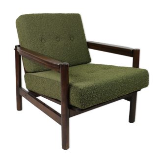 Vintage armchair in olive boucle 1970s