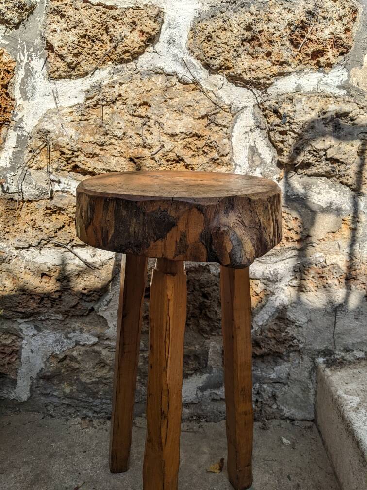 Tripod stool handmade brutalist wabi-sabi japandi slow