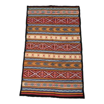 Multicolored Berber kilim rugs woven hands in natural wool