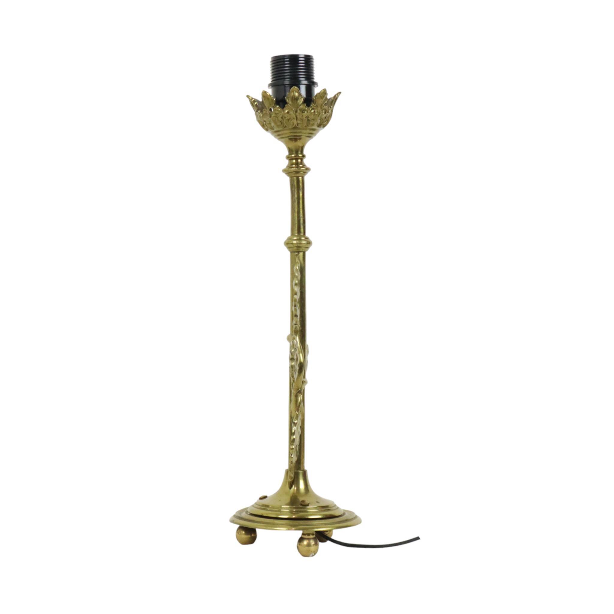 Elegant Floral Table Lamp Brass Art Nouveau Style 43cm