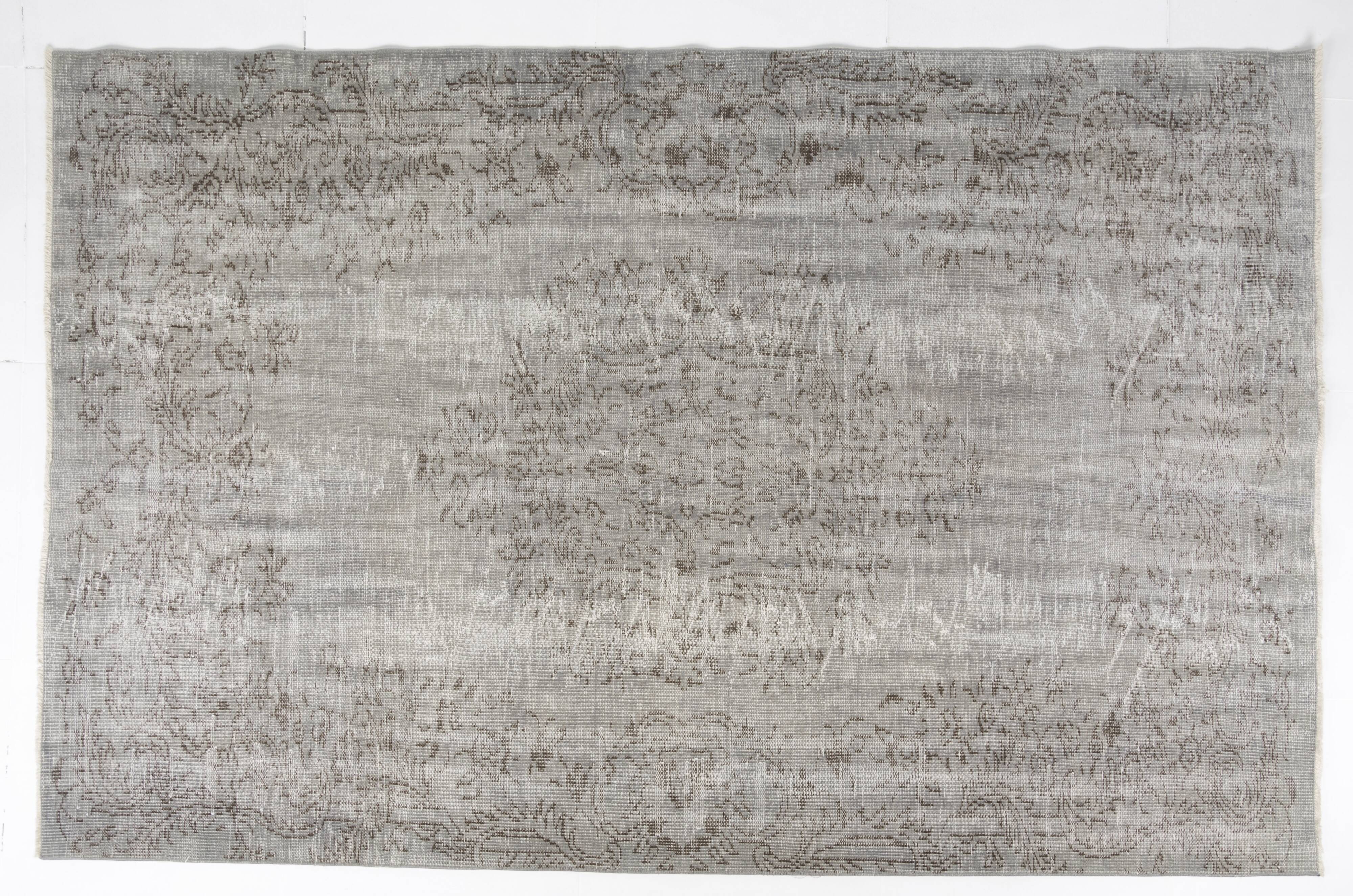 Grey Oushak Floor Wool Rug-2204