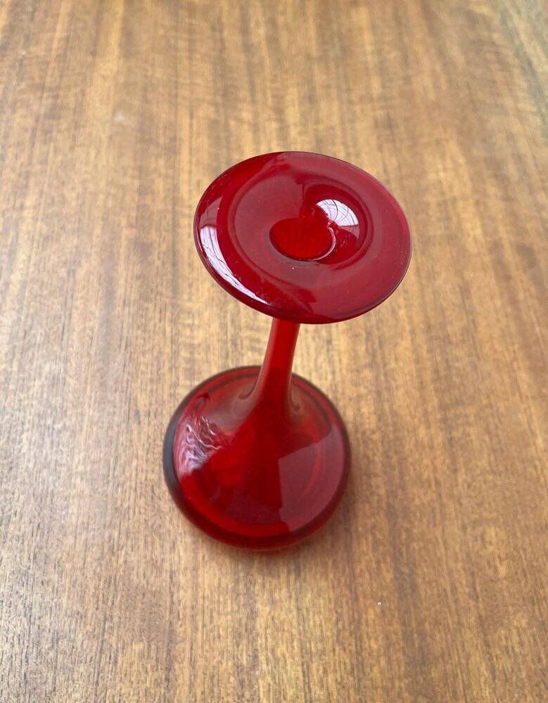 Vintage red glass solifleur vase by Cari Zalloni for WMF.