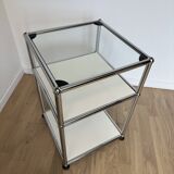 Table d’appoint USM Haller en Blanc Pur et Verre