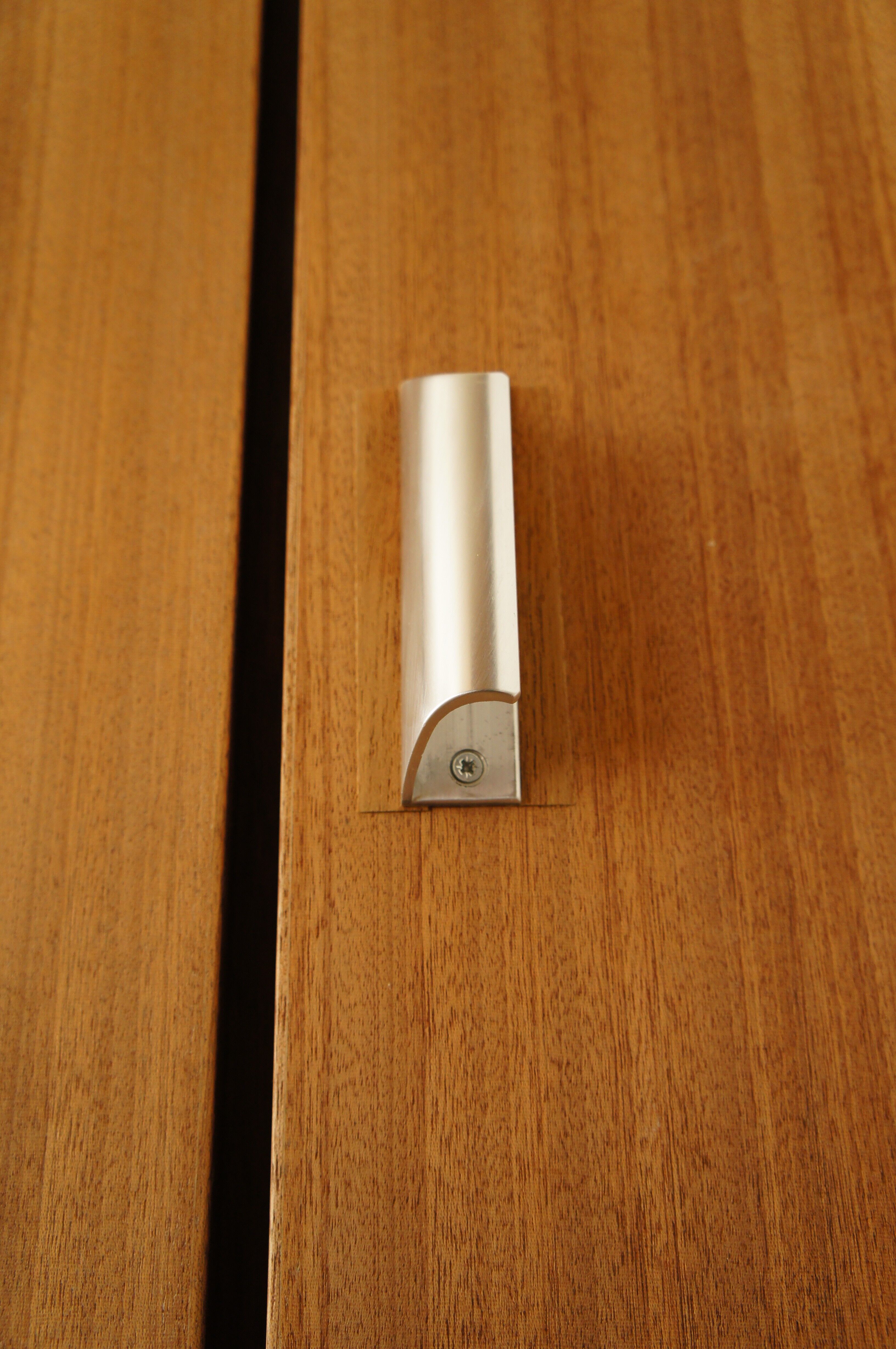 Two-tone teak & vintage chrome glass wardrobe