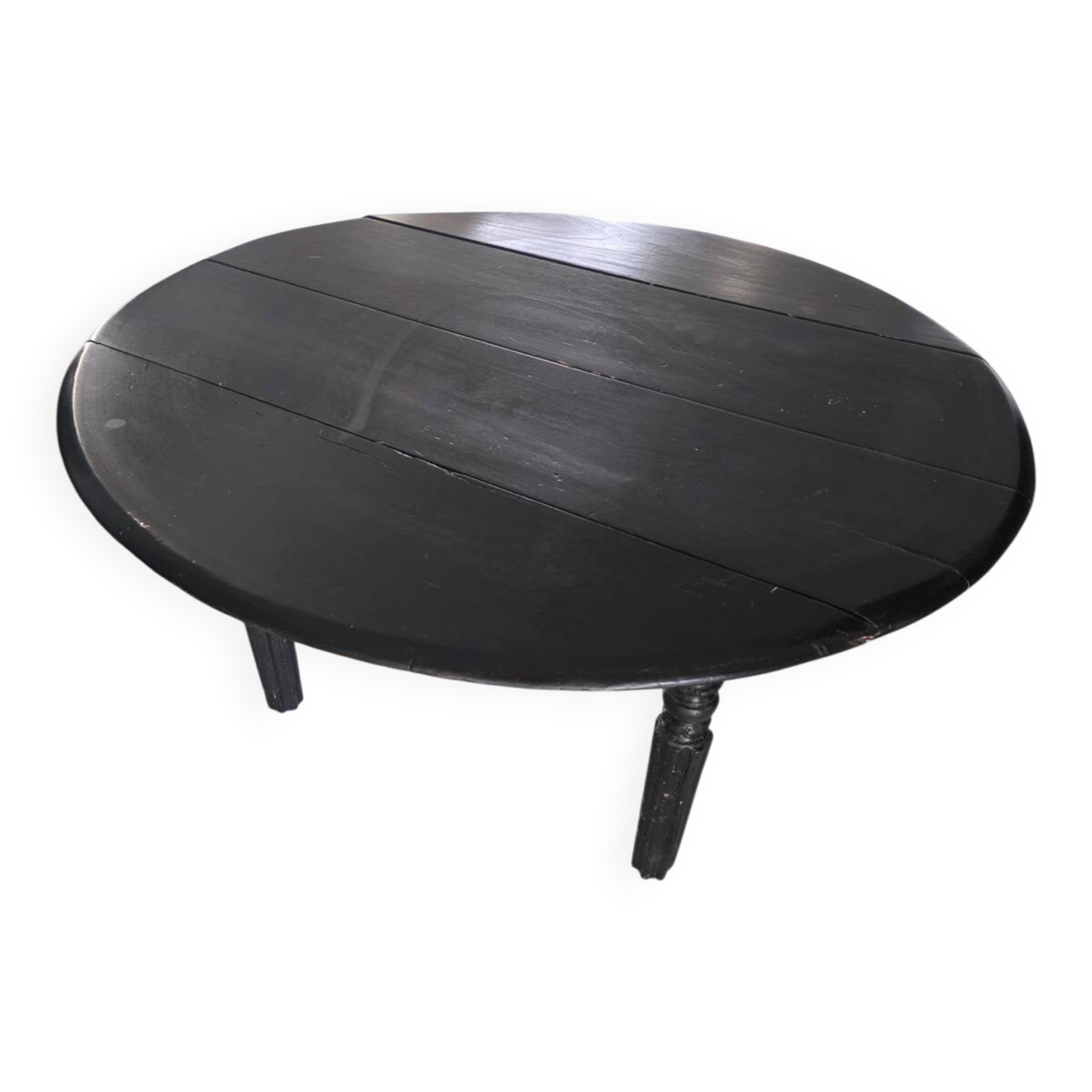 Oval gateleg table from the late 19th century, repainted in black.