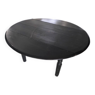 Table ovale Gateleg fin 19 e repeinte en noir