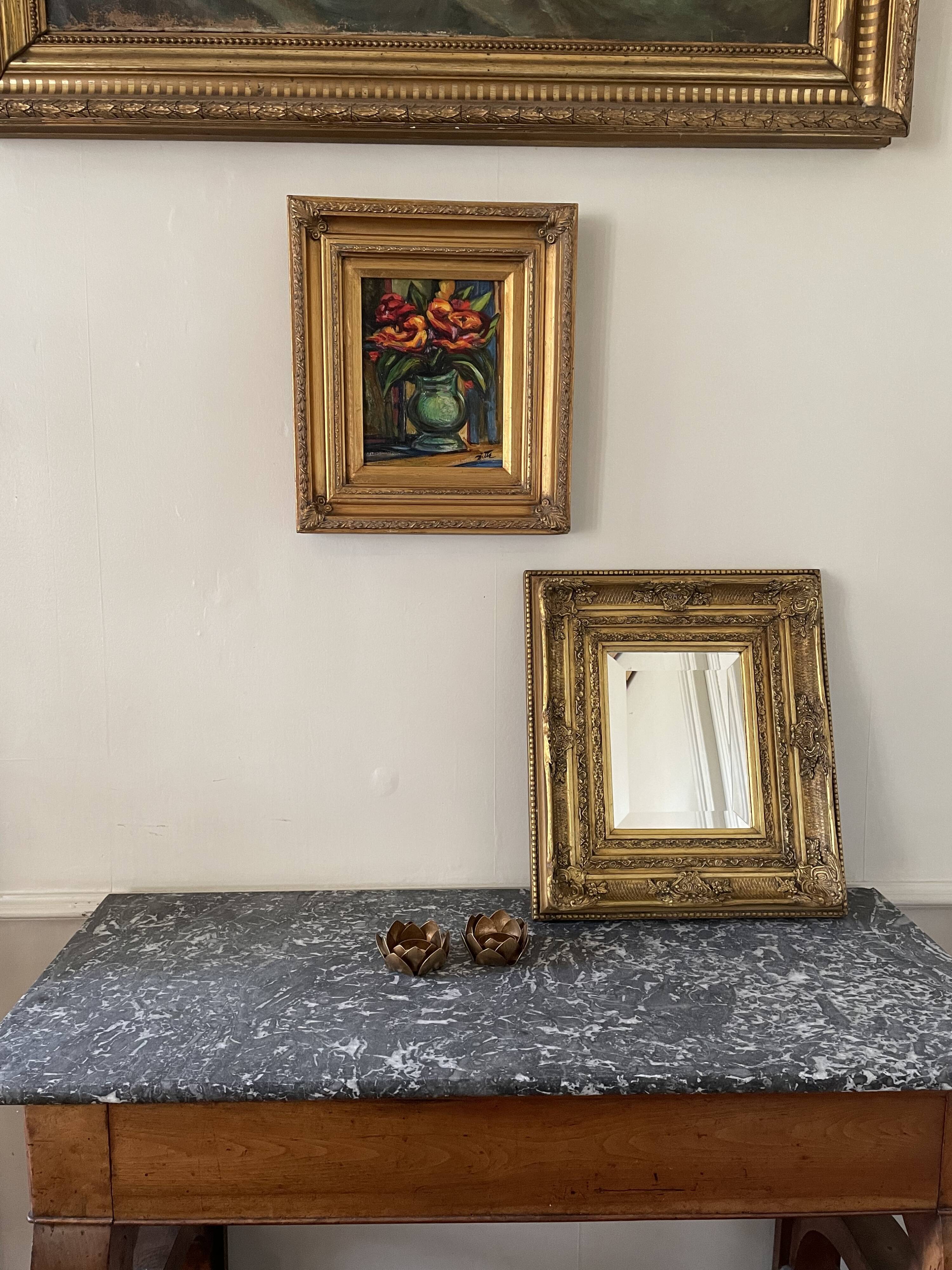 Gilded resin mirror Louis XV H47 X L42 style