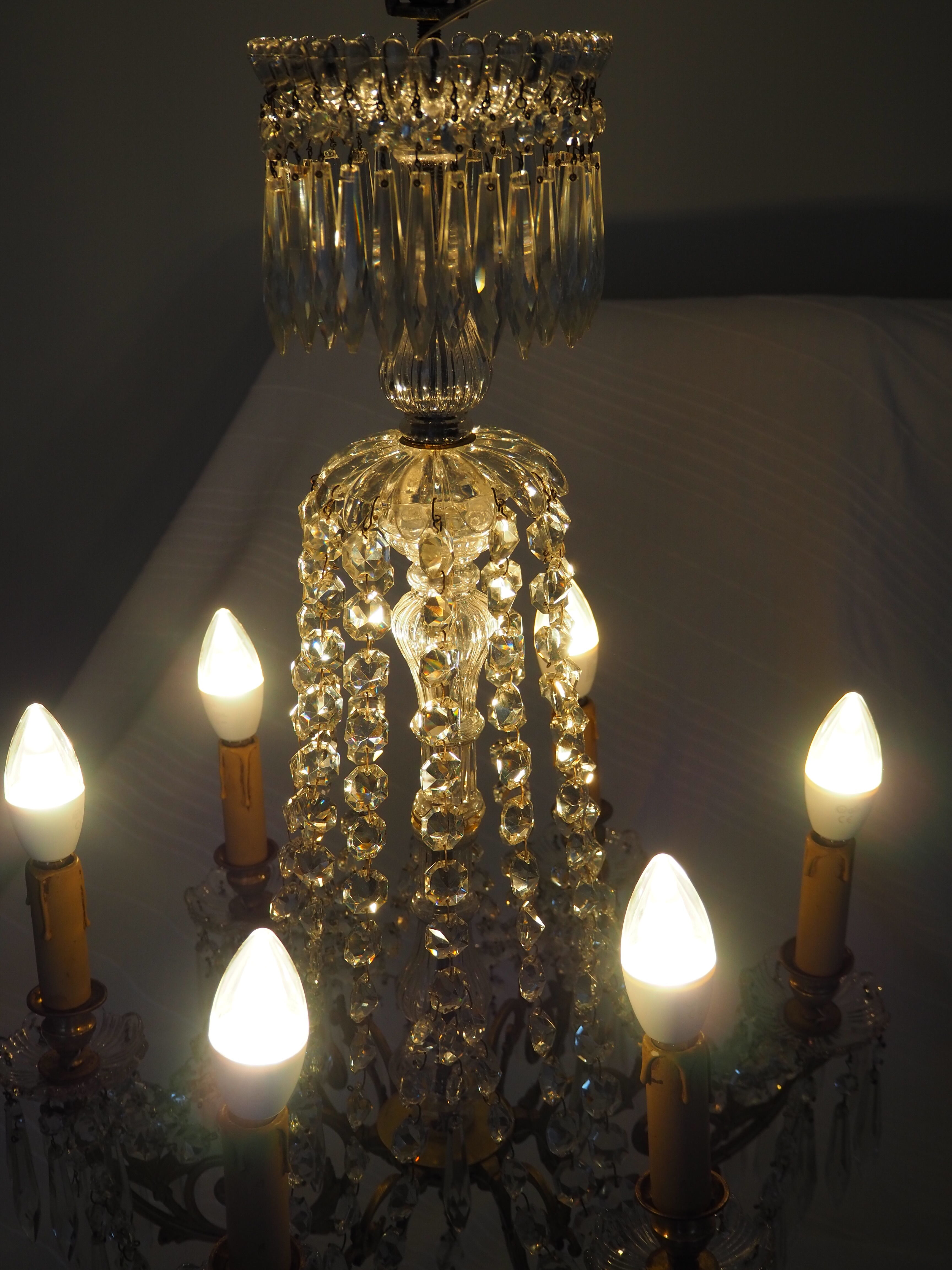 Napoleon III chandelier with crystal pendants, signed Portieux 19th century