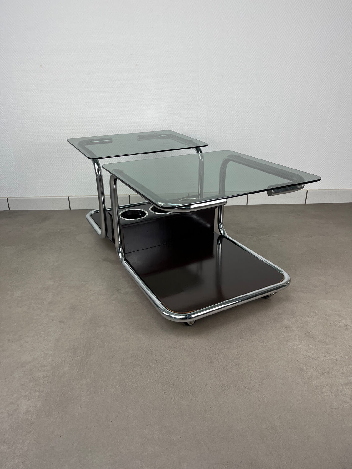 Chrome and smoked glass coffee table from the 70s.