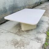 Rectangular travertine coffee table central foot