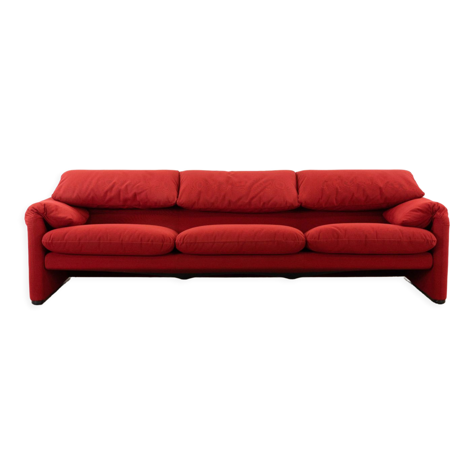 Maralunga 3-seater Sofa red by Vico Magistretti for Cassina, Italy