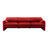 Maralunga 3-seater Sofa red by Vico Magistretti for Cassina, Italy