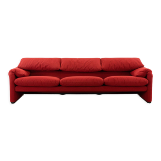 Maralunga 3-seater Sofa red by Vico Magistretti for Cassina, Italy