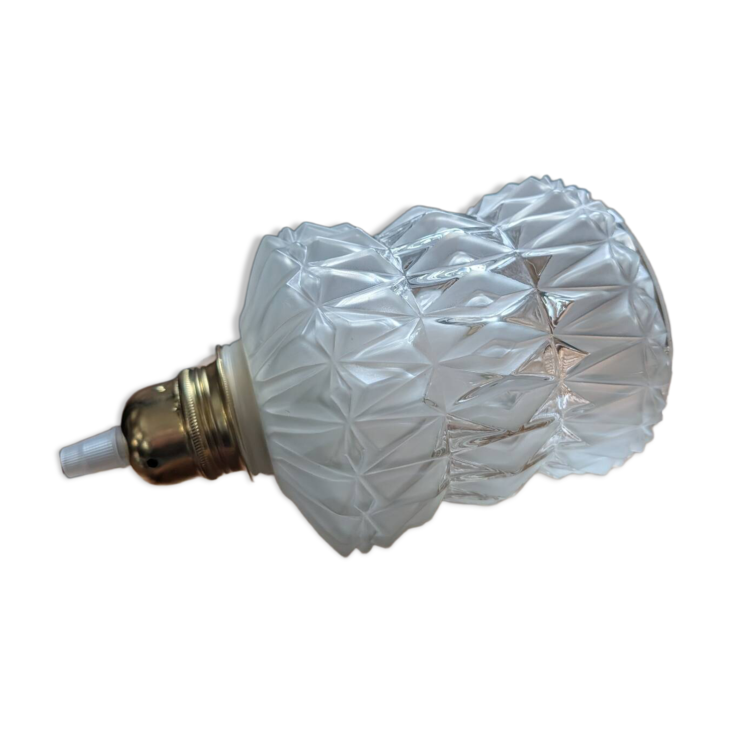 Frosted and clear moulded glass lampshade, mid-20th century.