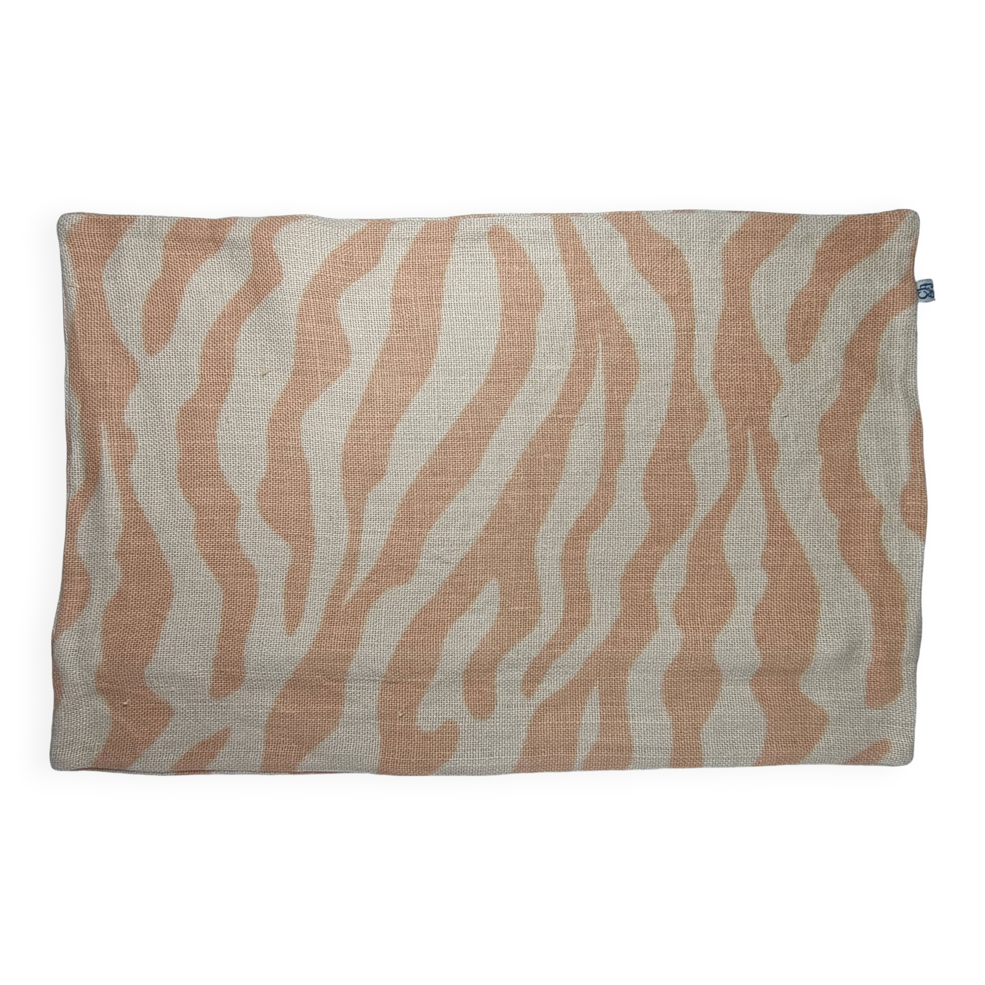 Linen cushion cover, beige and orange zebra pattern, 57 x 37 cm, Chhatwal & Jonsson