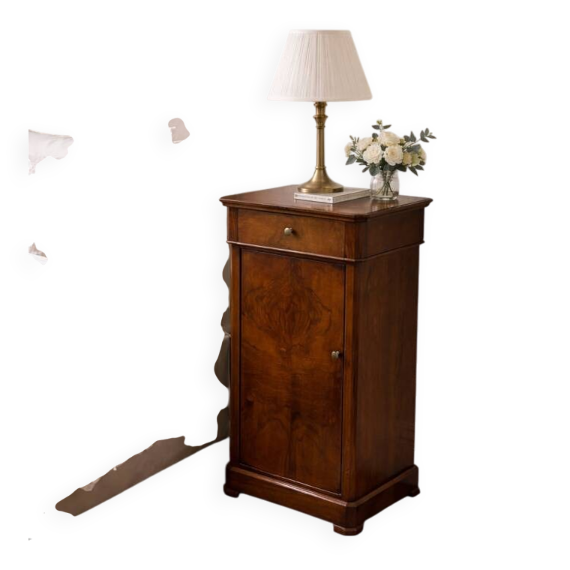 Walnut bedside table 1940-50