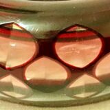 Cut Overlay crystal ashtray Bohemian crystal factory with three notches cigarettes - perfect condition