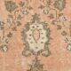 Tapis persan vintage saumon et ivoire, médaillon floral noué main,182x284Cm