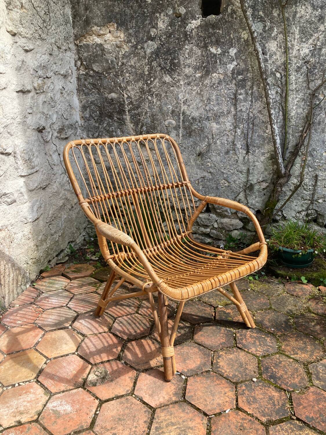 Vintage rattan armchair