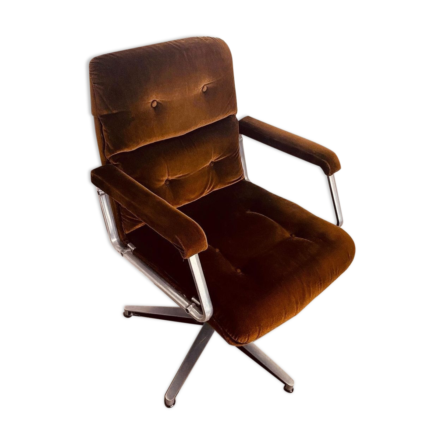 Fauteuil velours marron