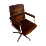 Fauteuil velours marron