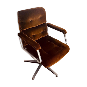 Brown velvet armchair