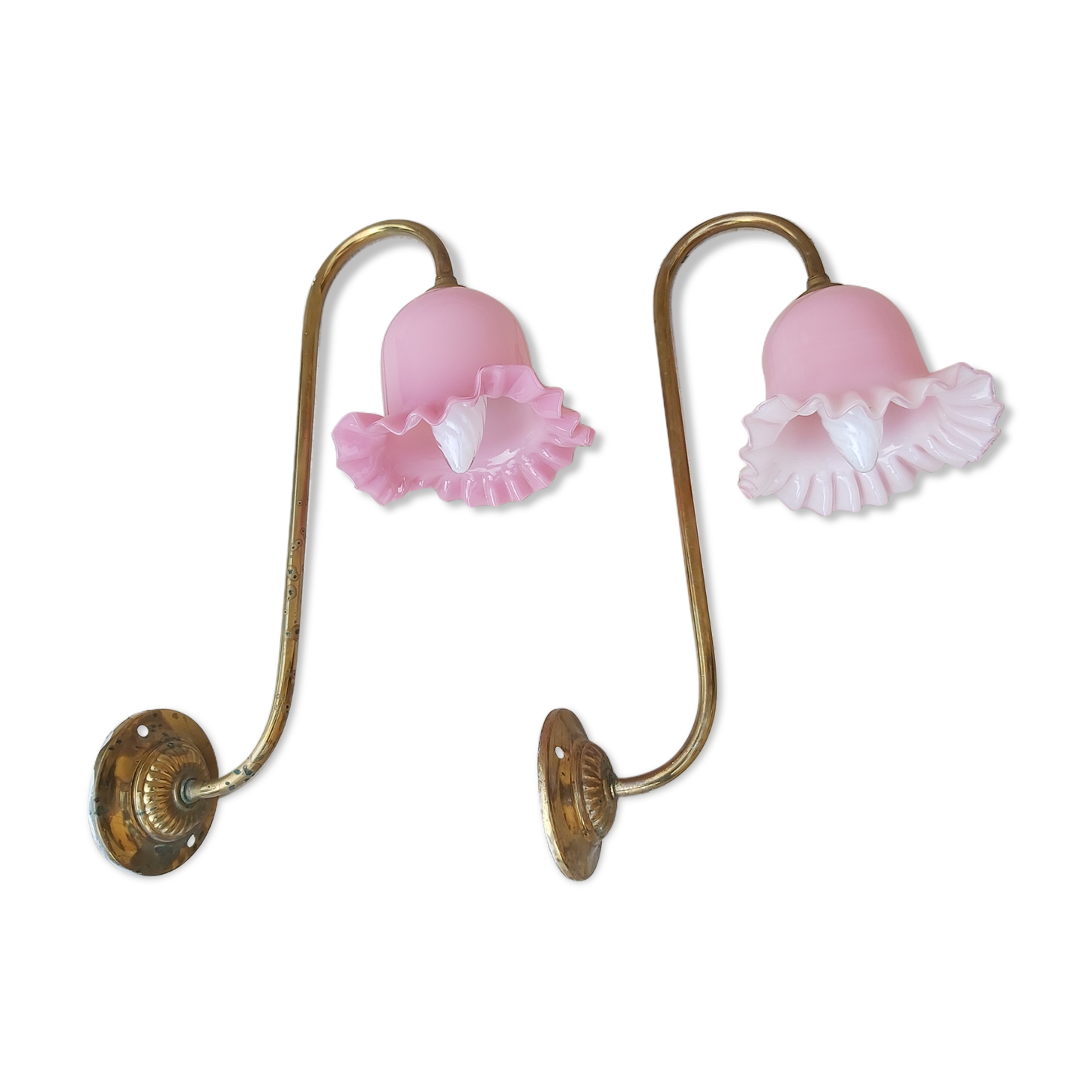 Pair of swan collar wall light