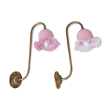 Pair of swan collar wall light