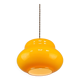 Lampe à suspension italienne du milieu du siècle en verre jaune et laiton