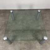 Ligne Roset coffee table, glass, postmodern design, 80s
