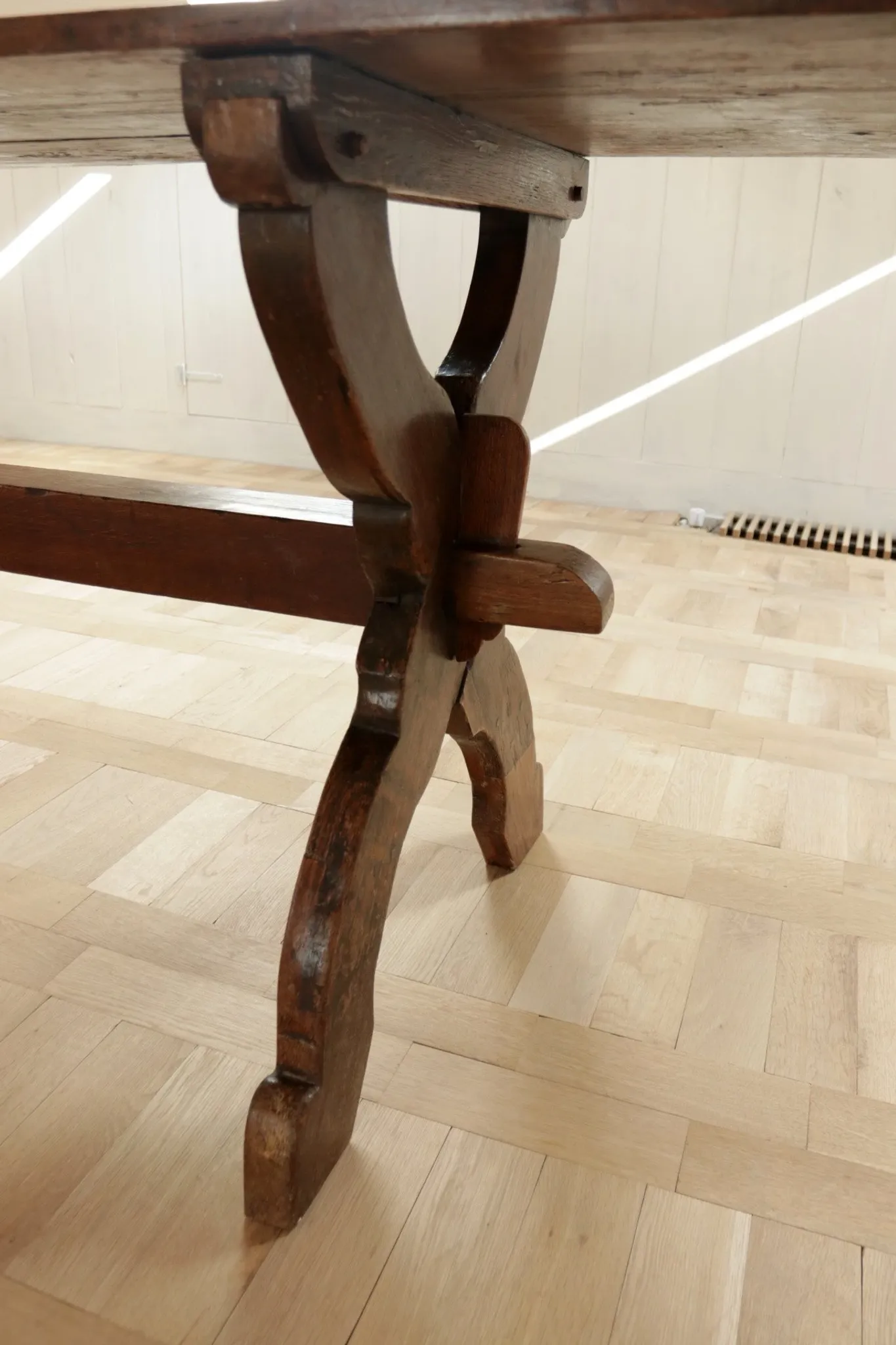 17th-century French oak refectory table / trestle table – 240 cm