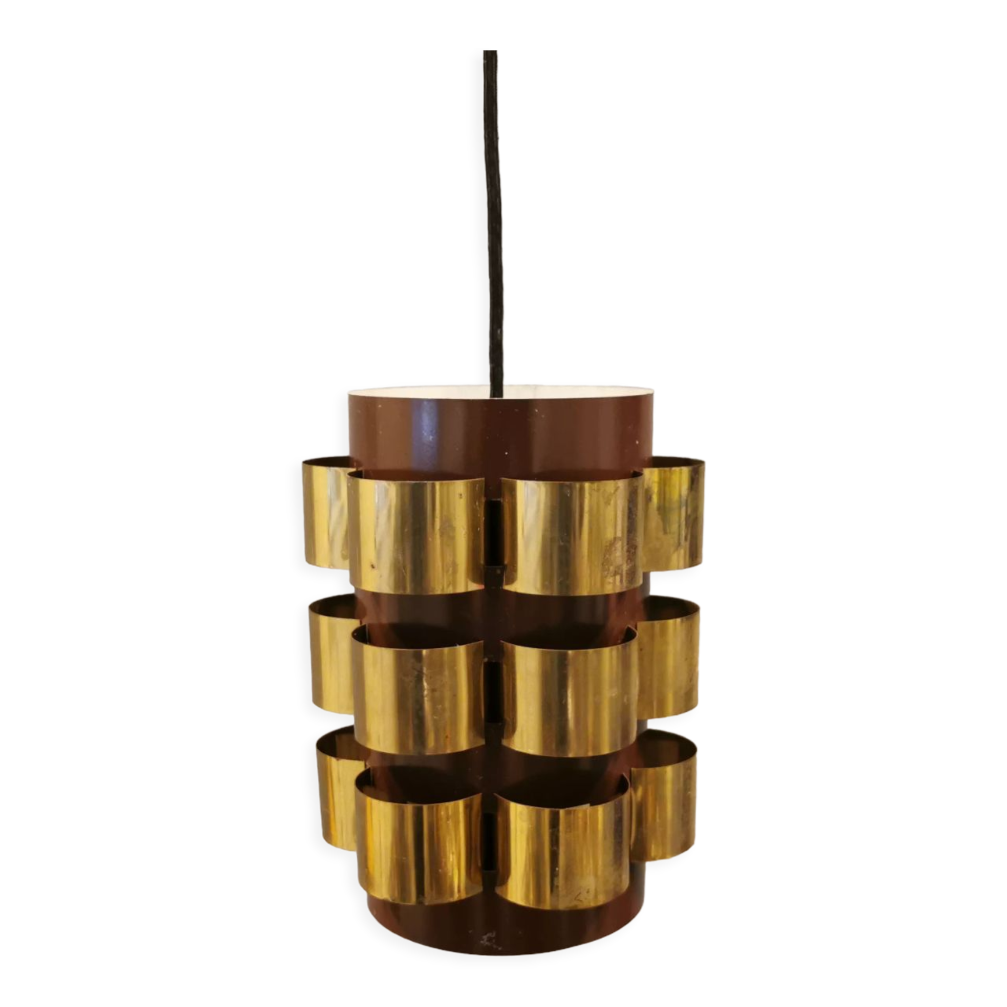 Danish hanging lamp from the 70s, in thin cut metal.