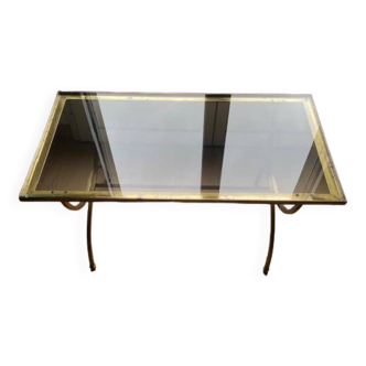 Table basse verre laiton