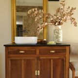 Vanity unit in solid walnut and Zimbabwean granite.