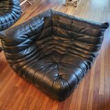 TOGO Canapé Set by Roset in black leather by Michel Ducaroy