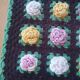 Set of 2 placemats in relief flowers crocheted vintage 70's hands