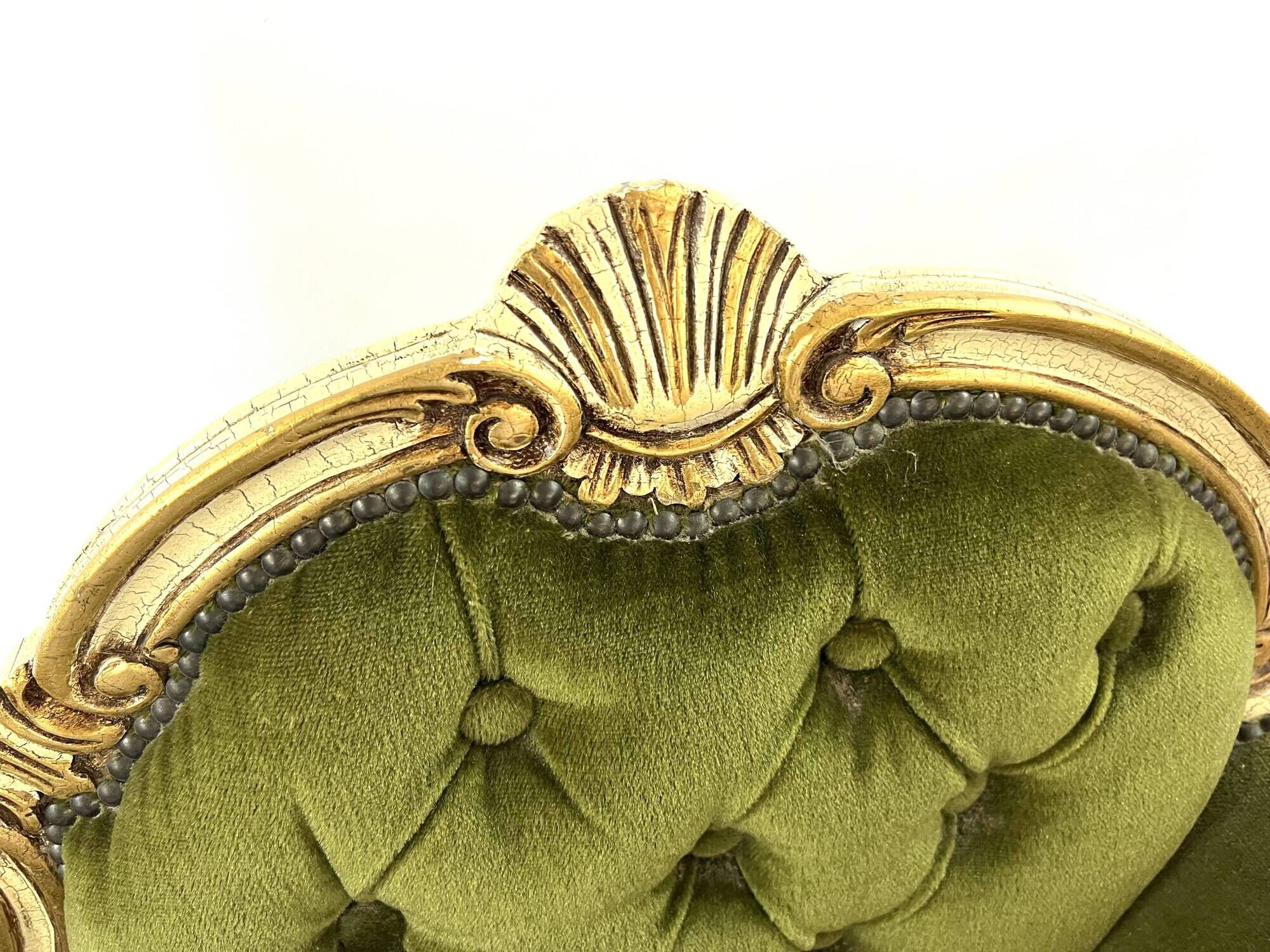 Venetian baroque armchair in green velvet – 1960s/70s