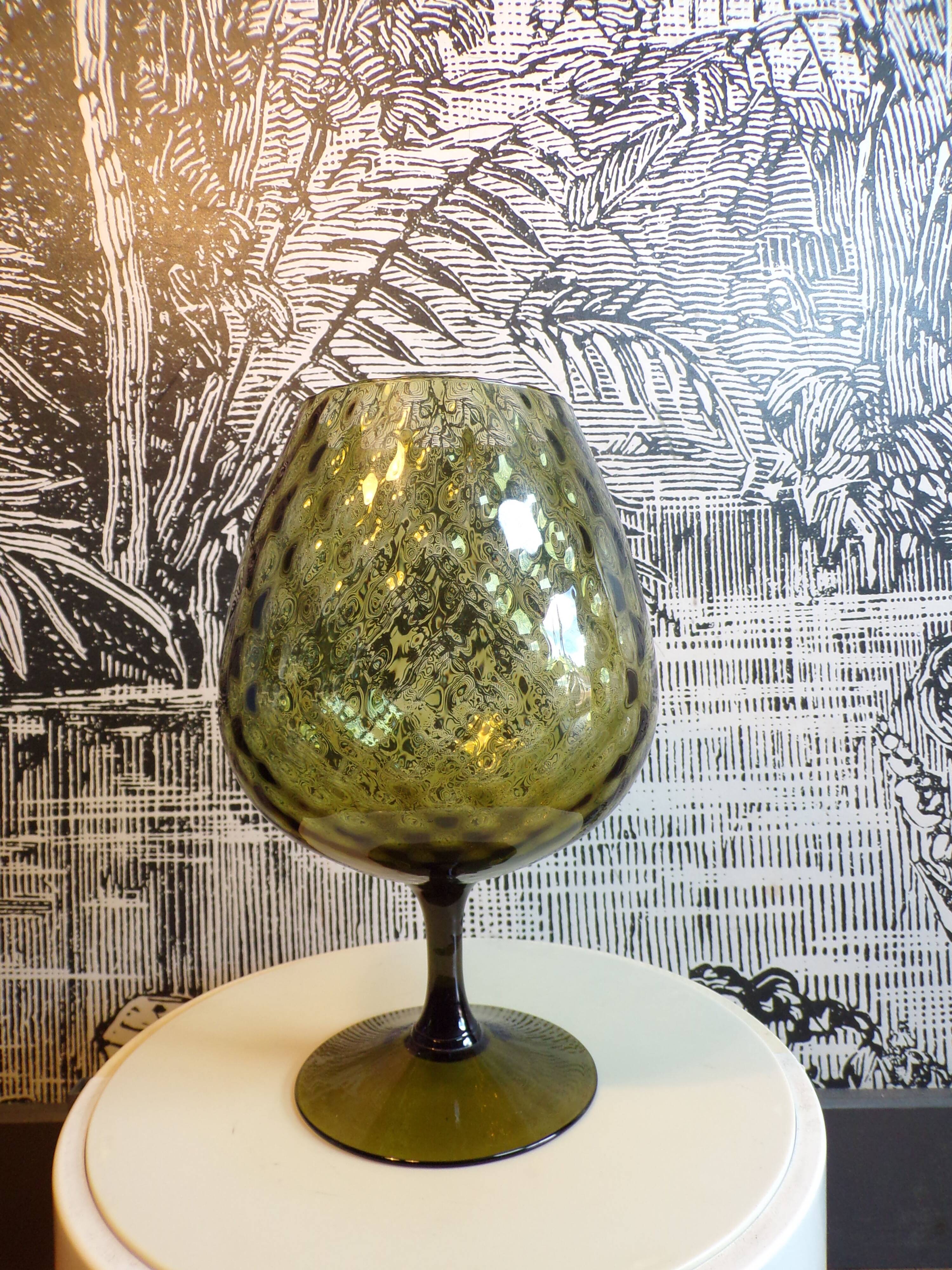 Khaki green empolied vase h=33cm