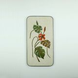 Mid century ceramic and plaster wall tile floral decor leaves and blossoms 1950s wgp