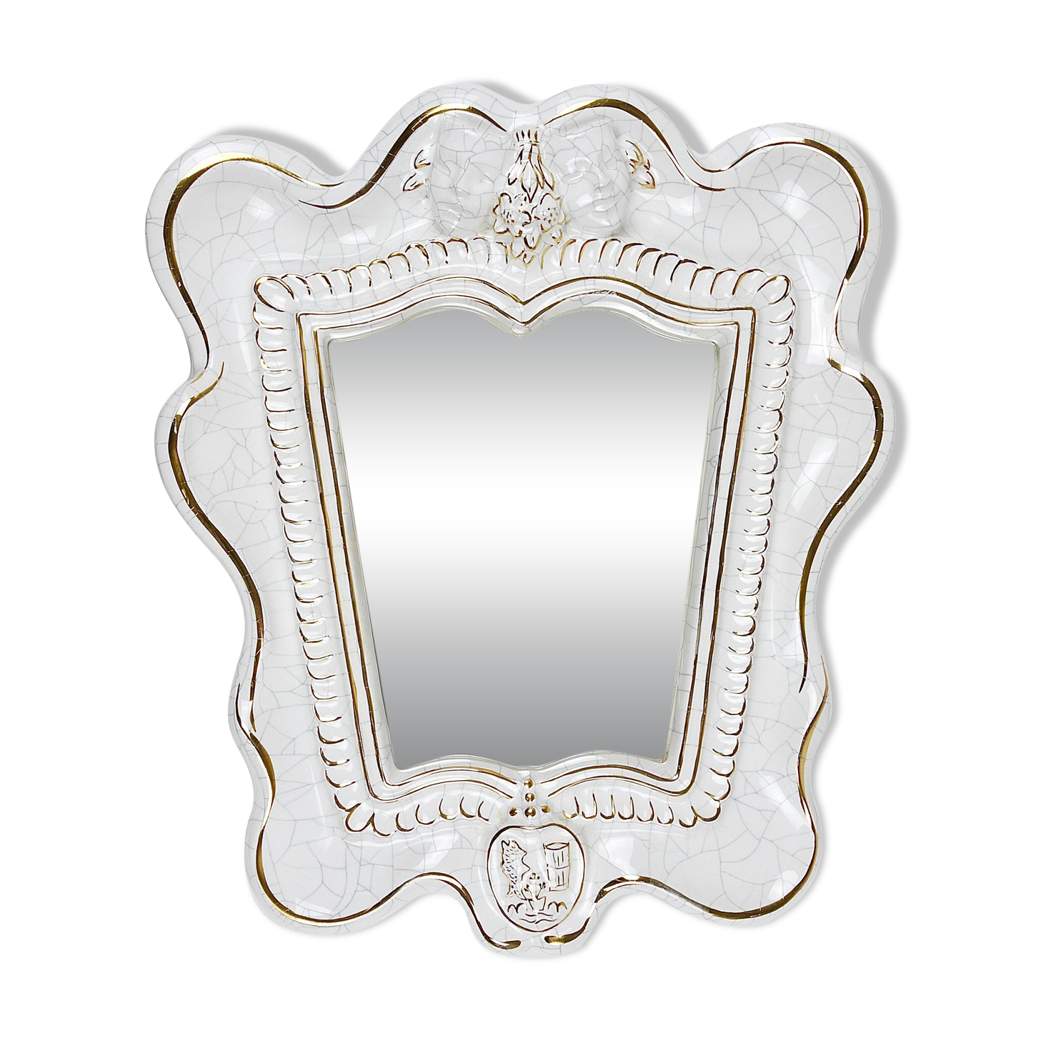 Art Deco Wall Mirror Theatre in Terracotta by Gmundner Keramik, Austria, 1930s