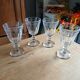 4 thick glass stemmed glasses