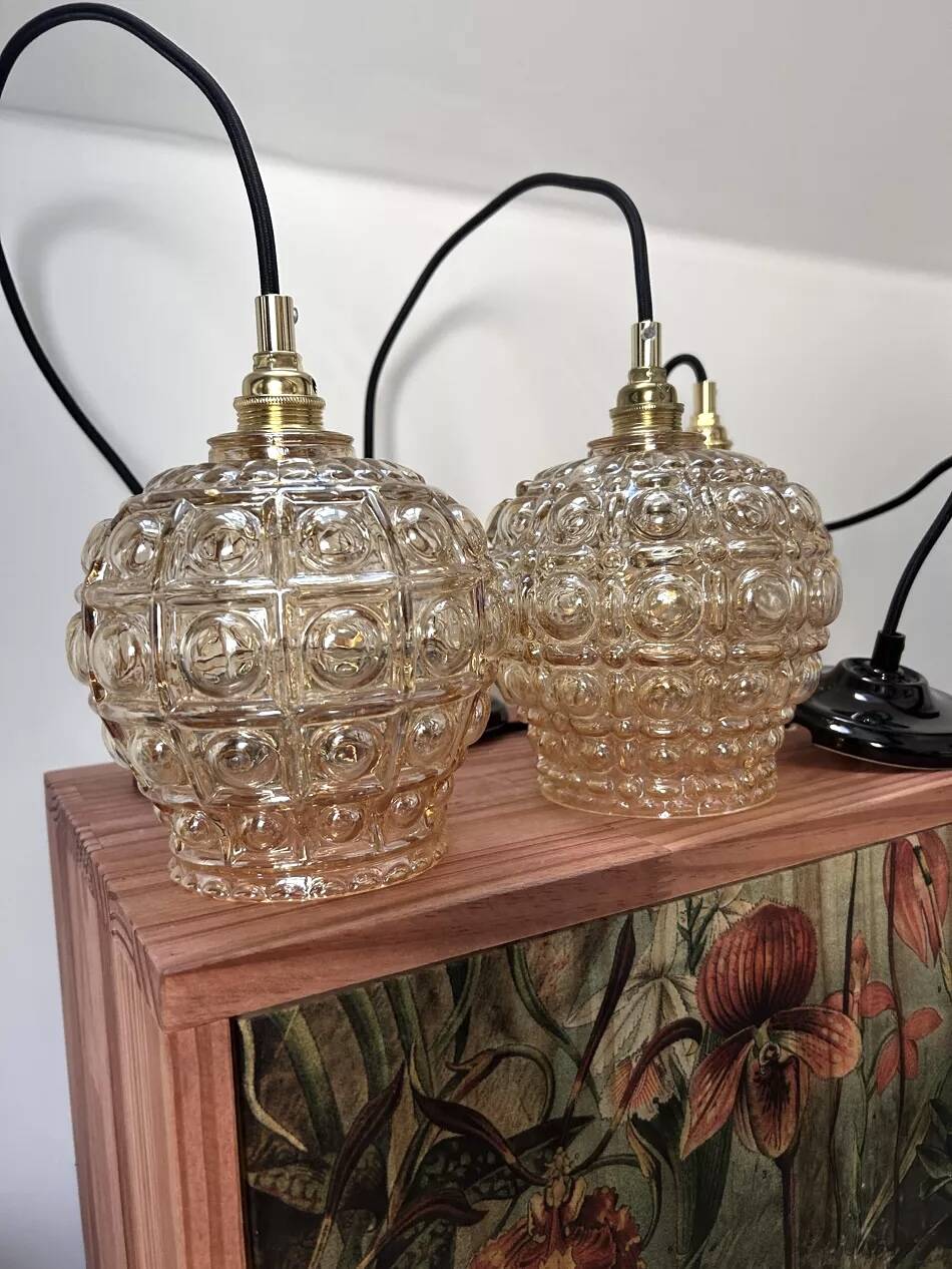 Set of three Scandinavian glass pendant lights