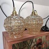Set of three Scandinavian glass pendant lights