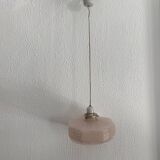 Vintage 1930s suspension pink clouded glass chandelier - 60 cm